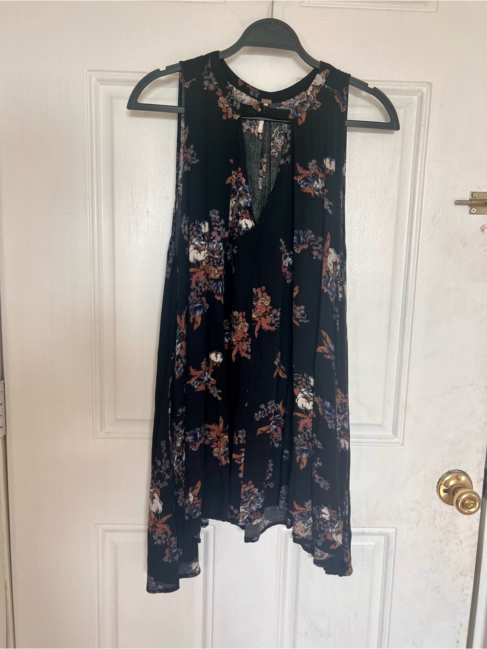 Free People | Black Floral Sleeveless Swing Tunic